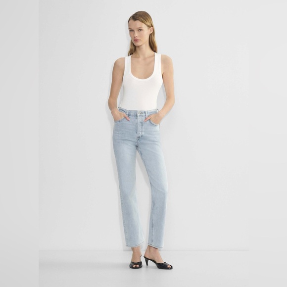 Denim Forum Denim - Denim Forum Aritzia Arle High Rise Straight Leg Jeans Raw Hem Size 26